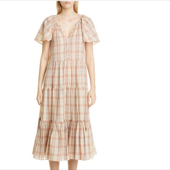 THE GREAT Iris dress in washed rose plaid Sz 2 - Picture 3 of 6